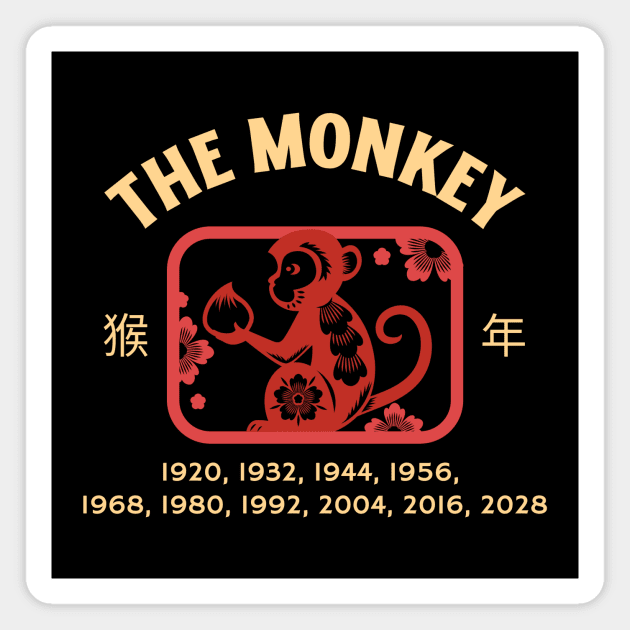 Year of the Monkey Chinese Zodiac Magnet by Tip Top Tee's